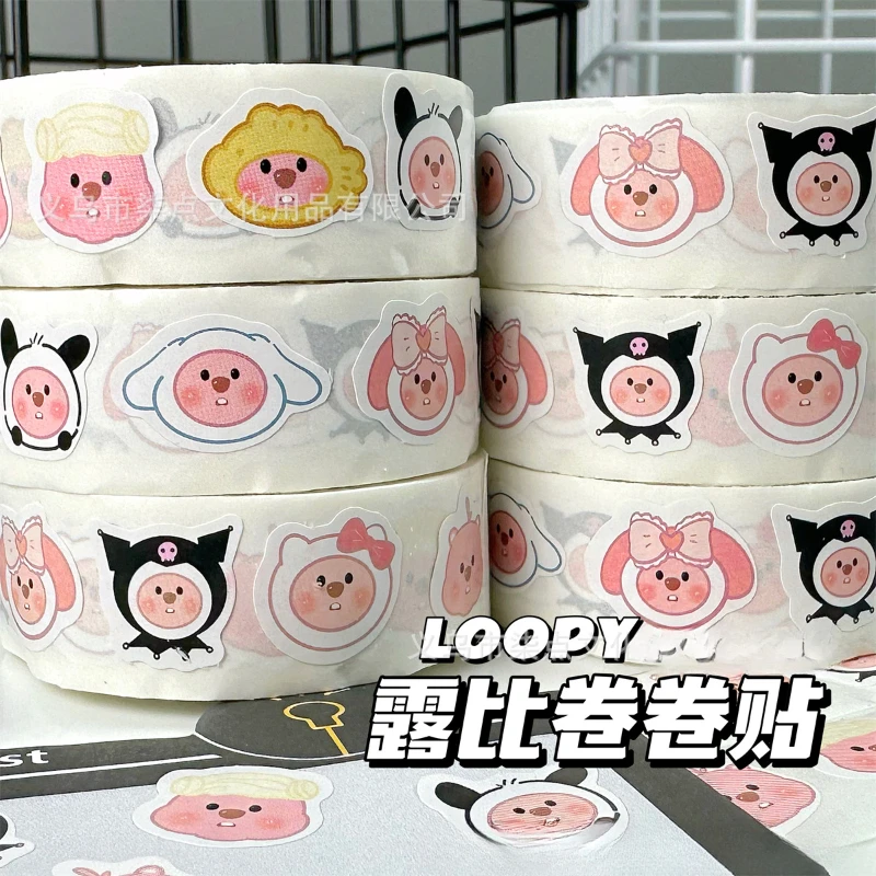 500 шт. Loppy Little Beaver новый рулон наклейка студенческая ручная клейкая лента милый