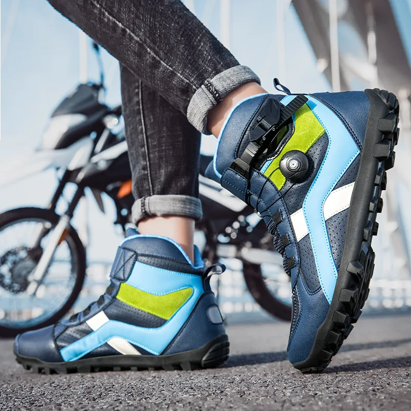 Motorcycle Boots Black Plus Size Moto Riding Non-Slip Breathable Motocross Off-Road Racing Boots Motorbike Ankle Cycling Shoes