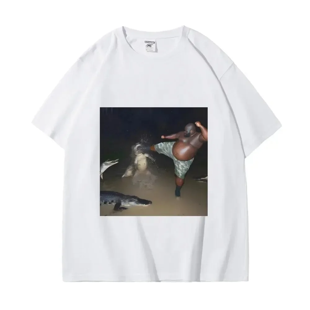 Мужские футболки с рисунком аллигатора в болоте забавные известных мемов модная