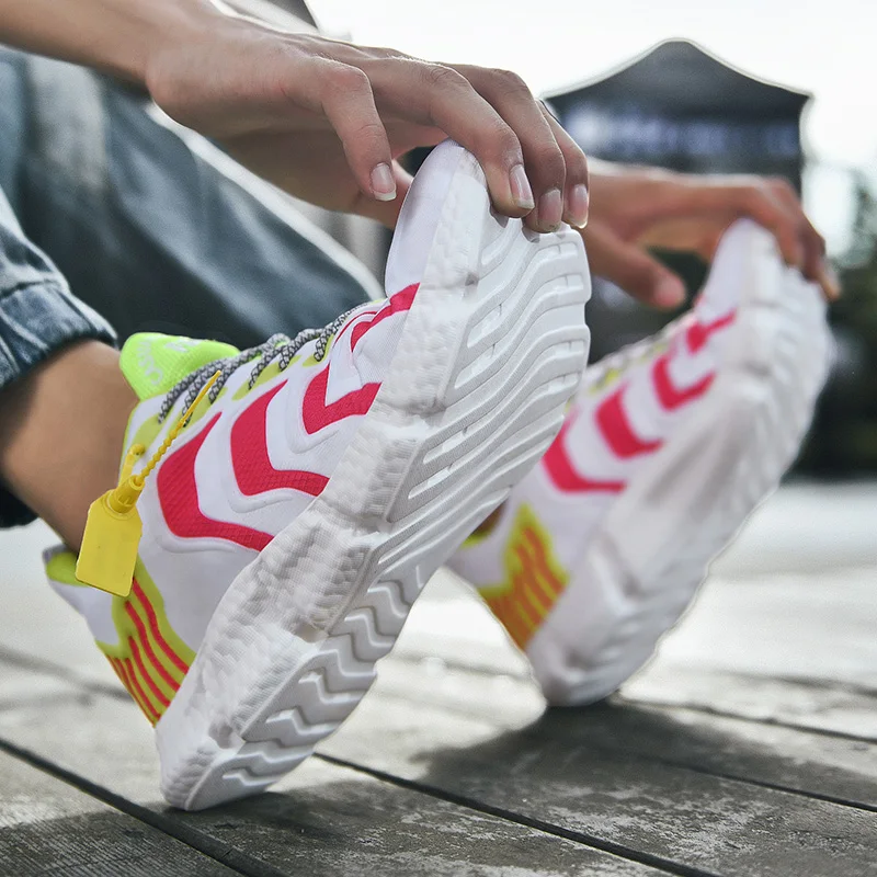 JIEMIAO Men Running Shoes Popcorn Outsole Light Comfortable Men Sneakers Outdoor Breathable Anti-skid Jogging Sport Shoes