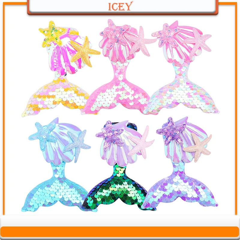 

1pc mermaid Hair Clip Tail hairpin Sequins bangs hair clip Claw Scrunchie headbands Starfish Accessories