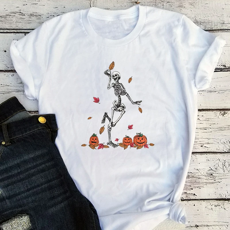 

Fall Skeleton Shirt Skeleton Women T Shirt Fall Tshirt Fall Season Shirts for Women Pumpkin Skeleton Shirt Casual Tops
