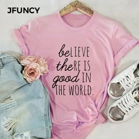 jfuncy creative letter printed women loose tee tops 100 cotton summer t shirt woman shirts fashion casual pink tshirt