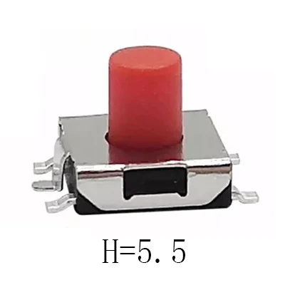 

6,2X6,2X2,5/2,7/3,1/3,4/3,7/4/4,3/5/5,5 мм 5-контактный SMD 260GF, красная тактовая кнопка, мгновенный кнопочный переключатель, монтажный переключатель печатной платы, на 50 шт.