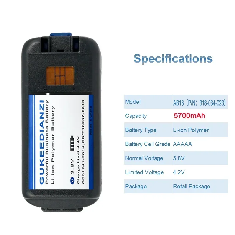 Аккумулятор GUKEEDIANZI AB18 5700 мАч для Intermec CK3 CK3X CK3A1 CK3C1 CK3R P/N 318-034-023