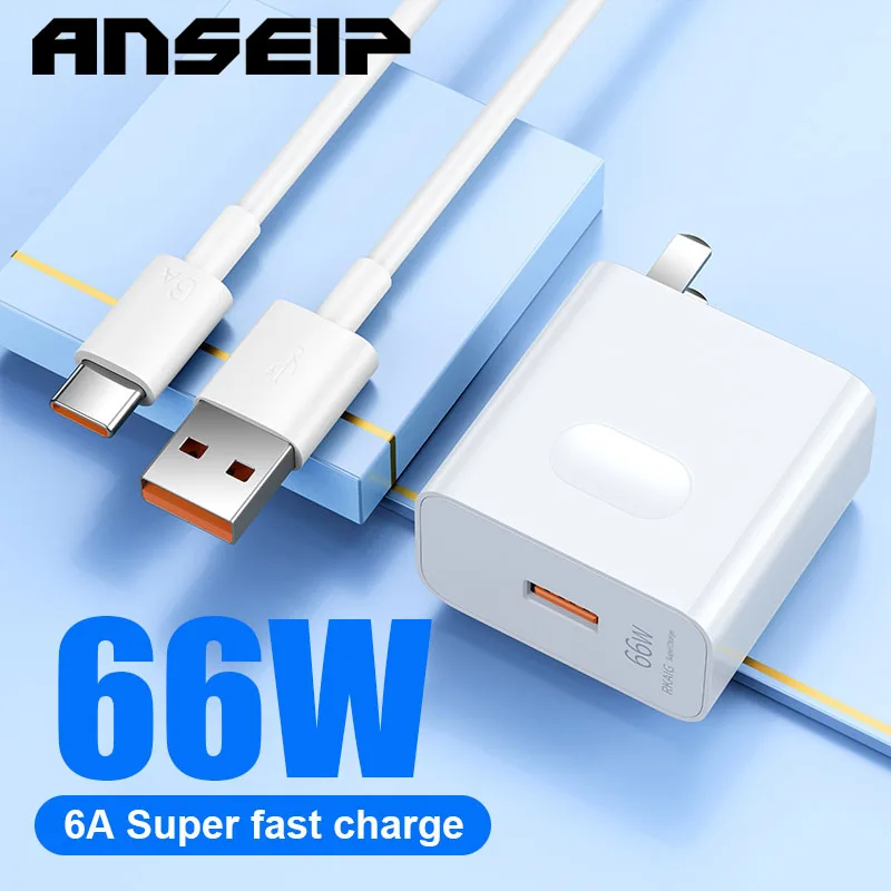 

ANSEIP Quick Charge 3.0 USB Charger 66W PD QC3.0 USB Type C cable 6A Fast Charging Adapter For Huawei P20 P30 P40 Pro max Xiaomi