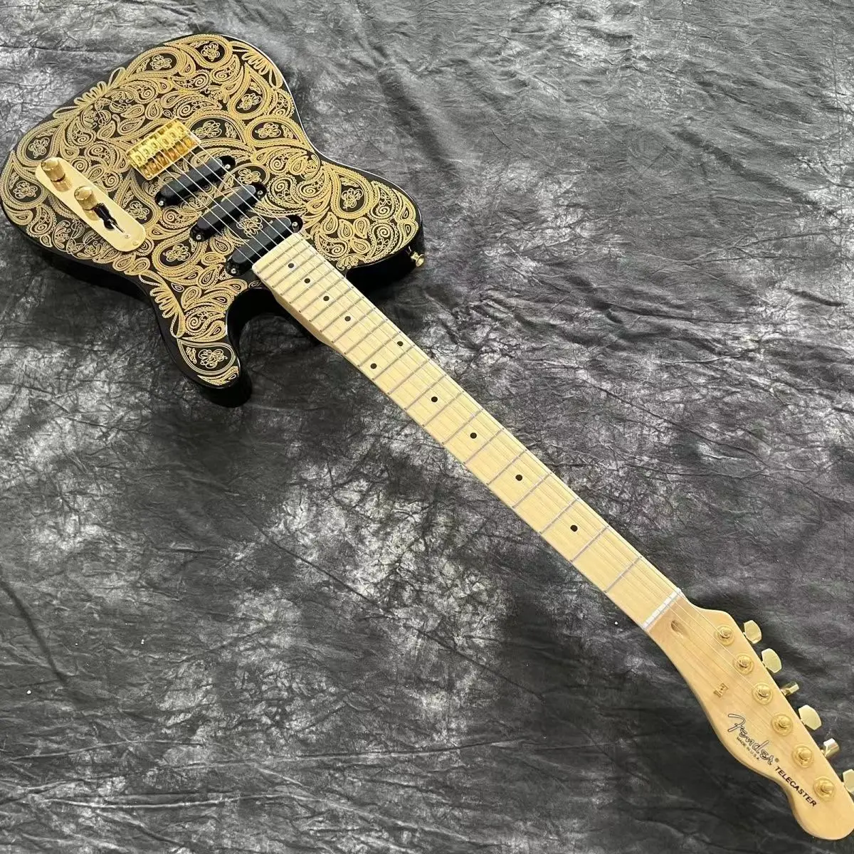 

New telecast-er electric guitar gold pattern Wong imported parts interchangeable with paragraph guitar @3