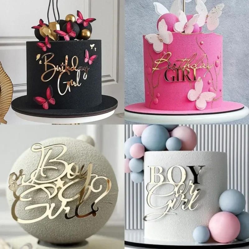 

5/10pcs Gender Reveal Party Acrylic Cake Decorations Baby Shower Boy or Girl Birthday Girl Cake Toppers for Birthday Cake Topper
