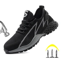 breathable safety shoes mens work boots with steel toe shoes working sneakers puncture proof safety boots ankle security shoes