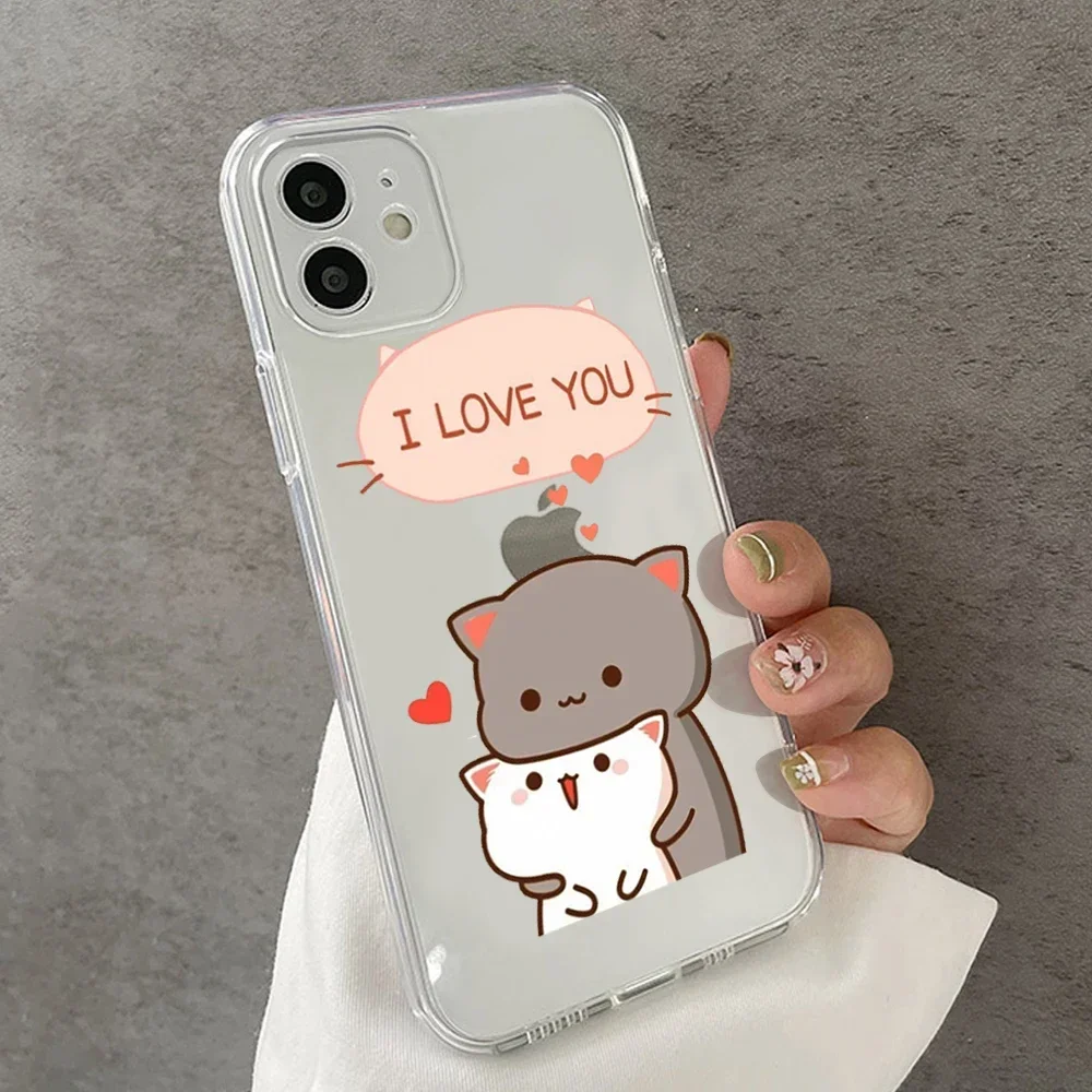 Чехол для телефона с рисунком кота Peach Mochi IPhone 15 14 13 11 12 Pro Max XS MAX Mini 8 7Plus X SE XR