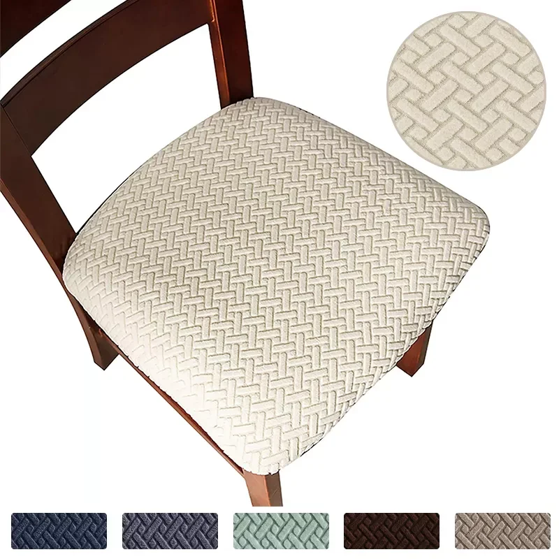 

Jacquard Fabric Removable Dining Chair Seat Cover Stretch Chair Seat Cushion Slipcover for Dining Room Kitchen Chairs