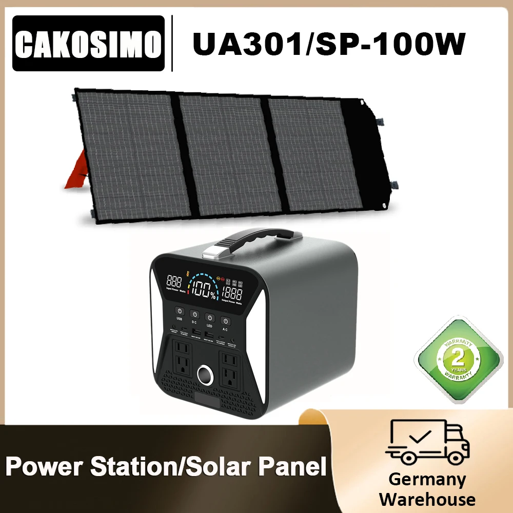 

Cakosimo 300W Power Station with Solar Panel Charging Station Solar Power Set Portable Charger Power Bank Outdoor Power Supply