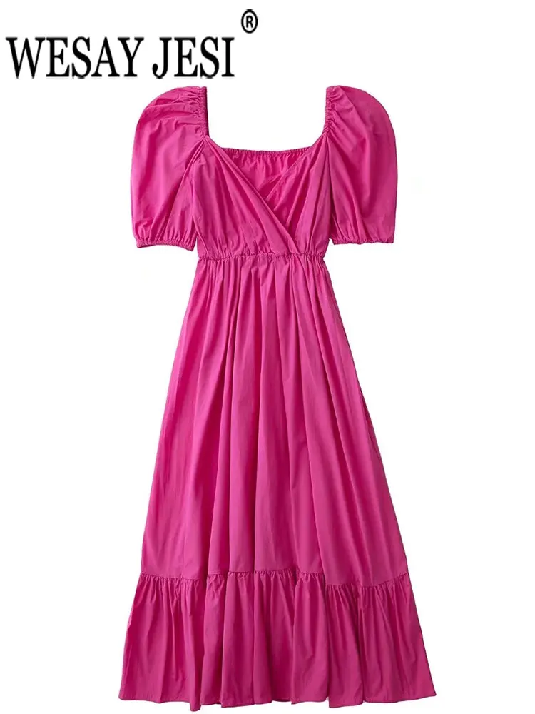 

WESAY JESI женское платье с квадратным вырезом и цветочным принтом с Боковым Разрезом с длинным рукавом сексуальное облегающее Ретро уличное пл...