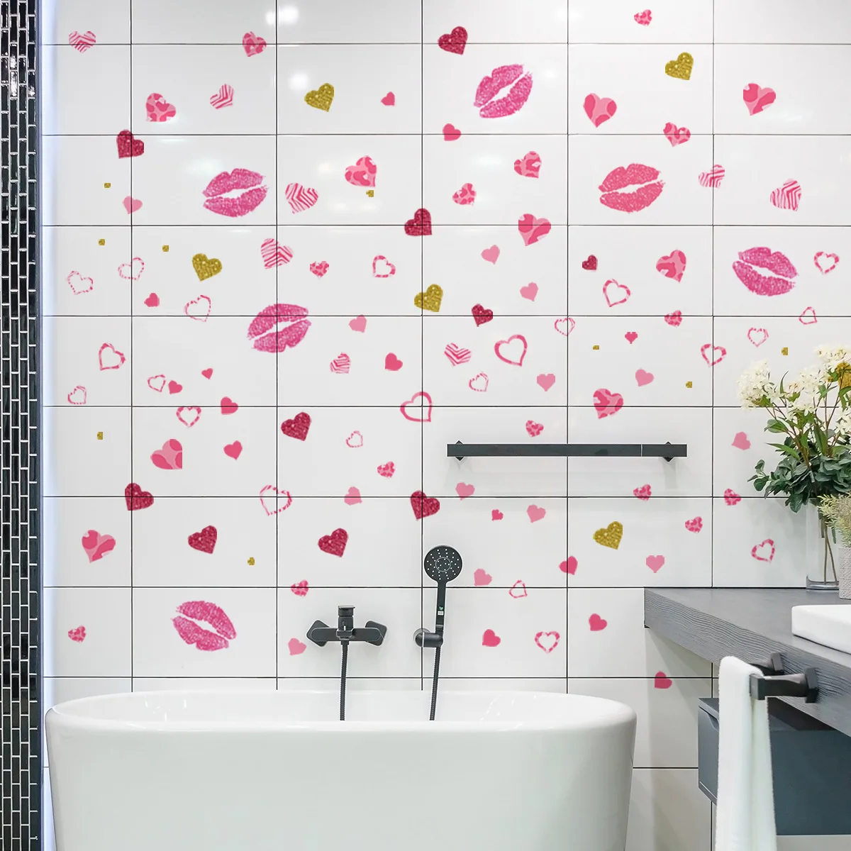 

Valentine's Day Love Leopard Print Red Lips Wall Stickers Living Room Stickers Self-adhesive Wall Stickers Art Home Decor