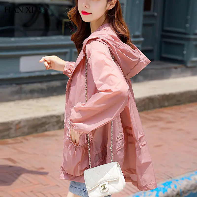 

Oversized Hoodie Summer Thin Sunscreen Jackets Women Sun Protection Coat Causal Loose Outwear Unline Breathable Chaqueta C10