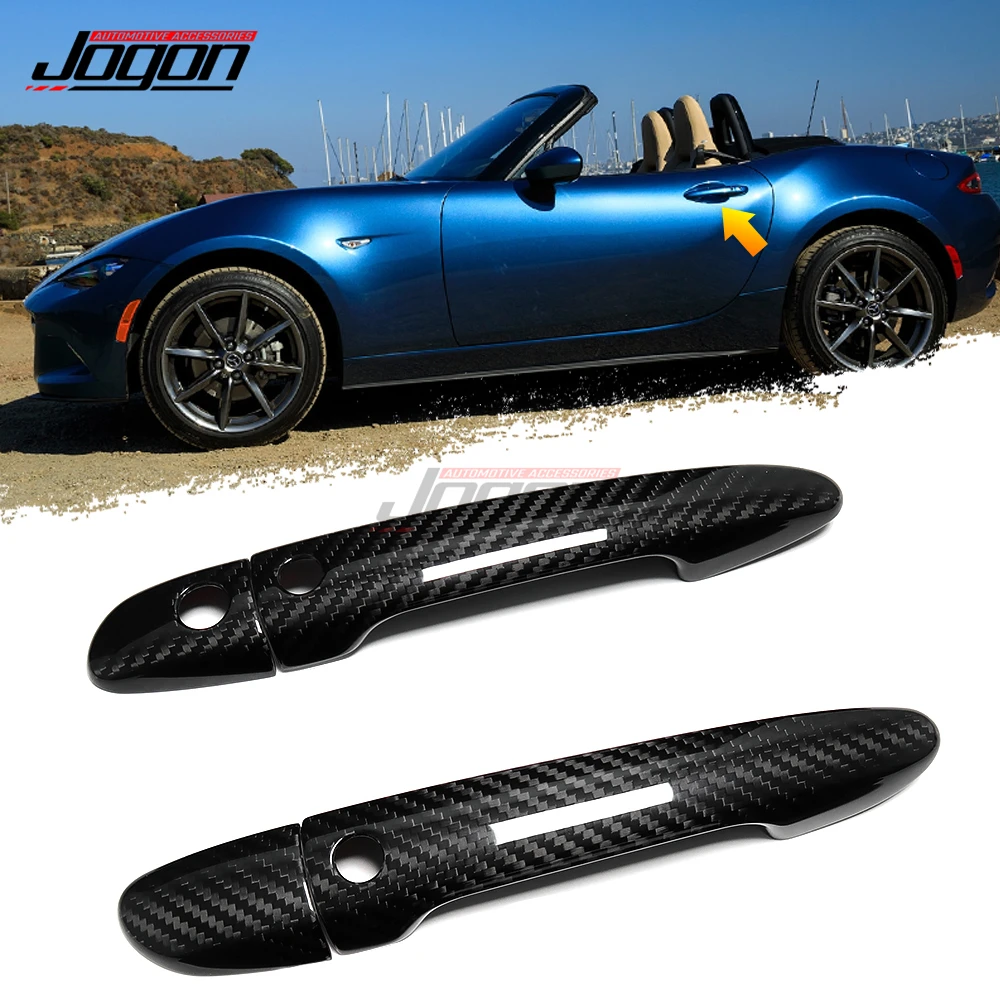 

2-Door Dry Carbon Fiber Side Door Handle Trim Cover For Mazda Miata MX-5 MX5 2016-2019 2020 2021 Exterior Car Accessories