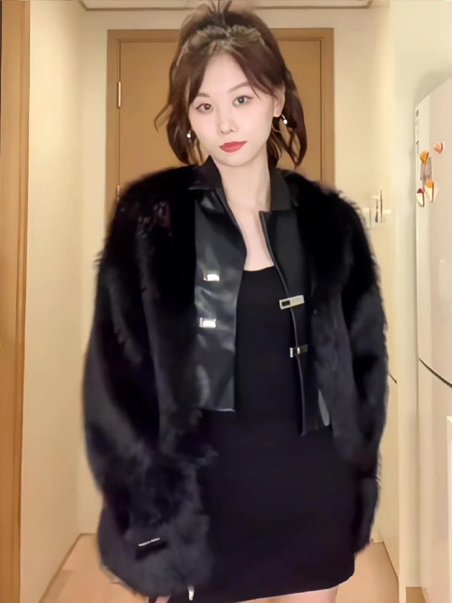 Корейский толстый лоскутный мех искусственный лисьий женская зимняя новая