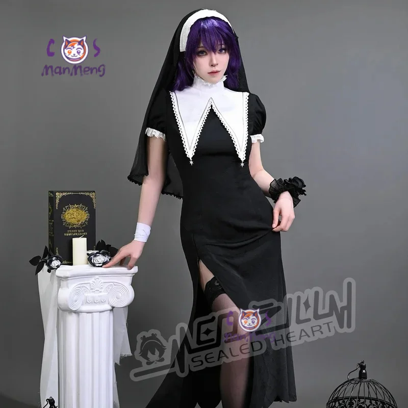 Фото Аниме PJSK Asahina Mafuyu mfy Косплей Костюм Женское элегантное длинное платье головной убор, носки реквизит Хэллоуин карнавал новая форма №4