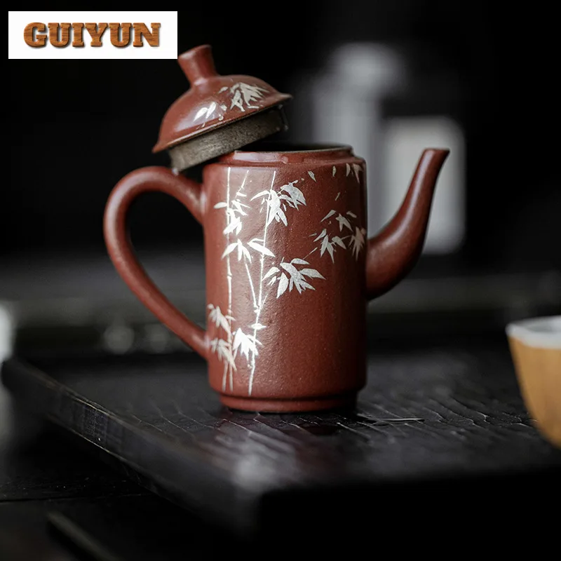 75 мл ручная роспись Серебряный бамбуковый чайник античный дворцовый красный