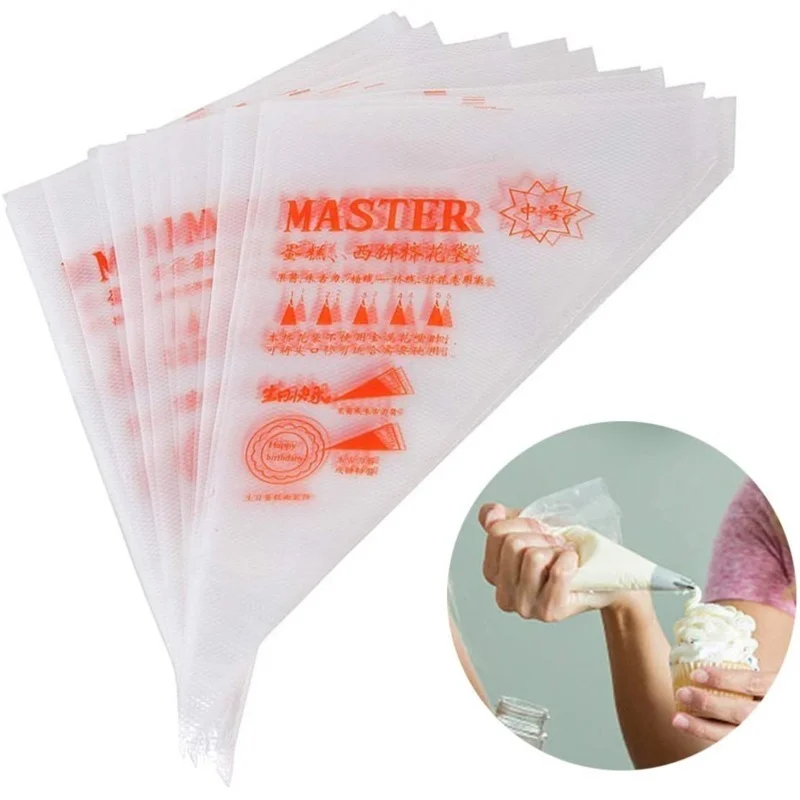 

50 PCS Disposable Pastry BagPiping Bag Icing Fondant Cream Squeeze Cream Bag Dessert Decorators Pastry Tip Nozzle Bags