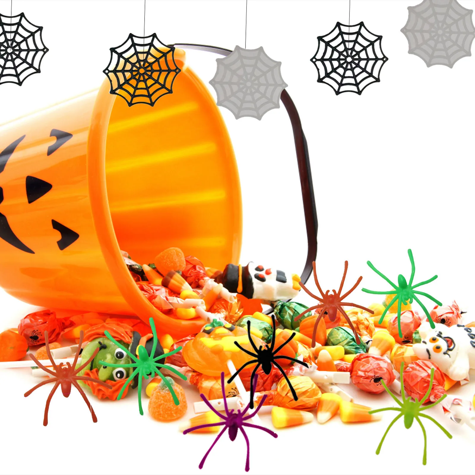 

36 шт./упак. маленький пластиковый поддельный паук, игрушки для розыгрыша, реквизит для дома с привидениями, Черные Декоративные пауки на Хэллоуин, Детская Новинка 2022, игрушка