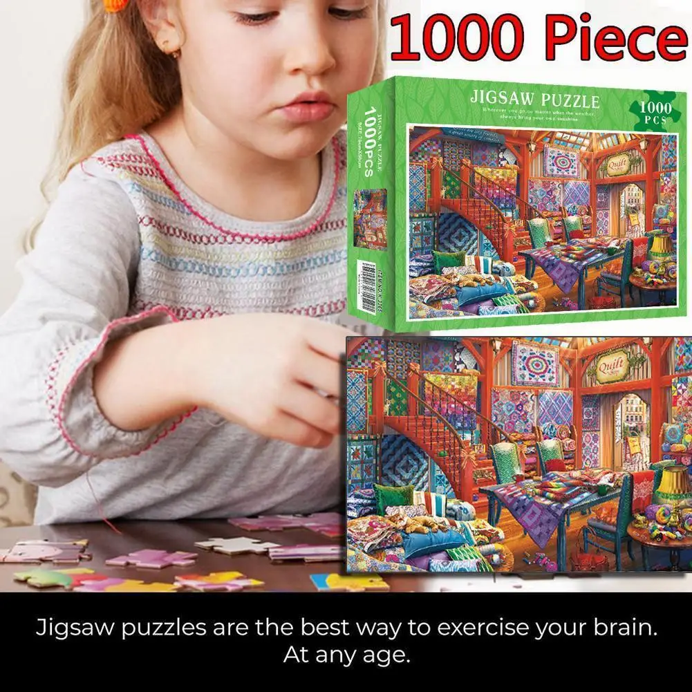 

1000 Pieces Rectangle Paper Puzzle Toy Holiday Gifts Educational Toy Assembly Gift For Adults And Children At The Quilt Sho N4s3