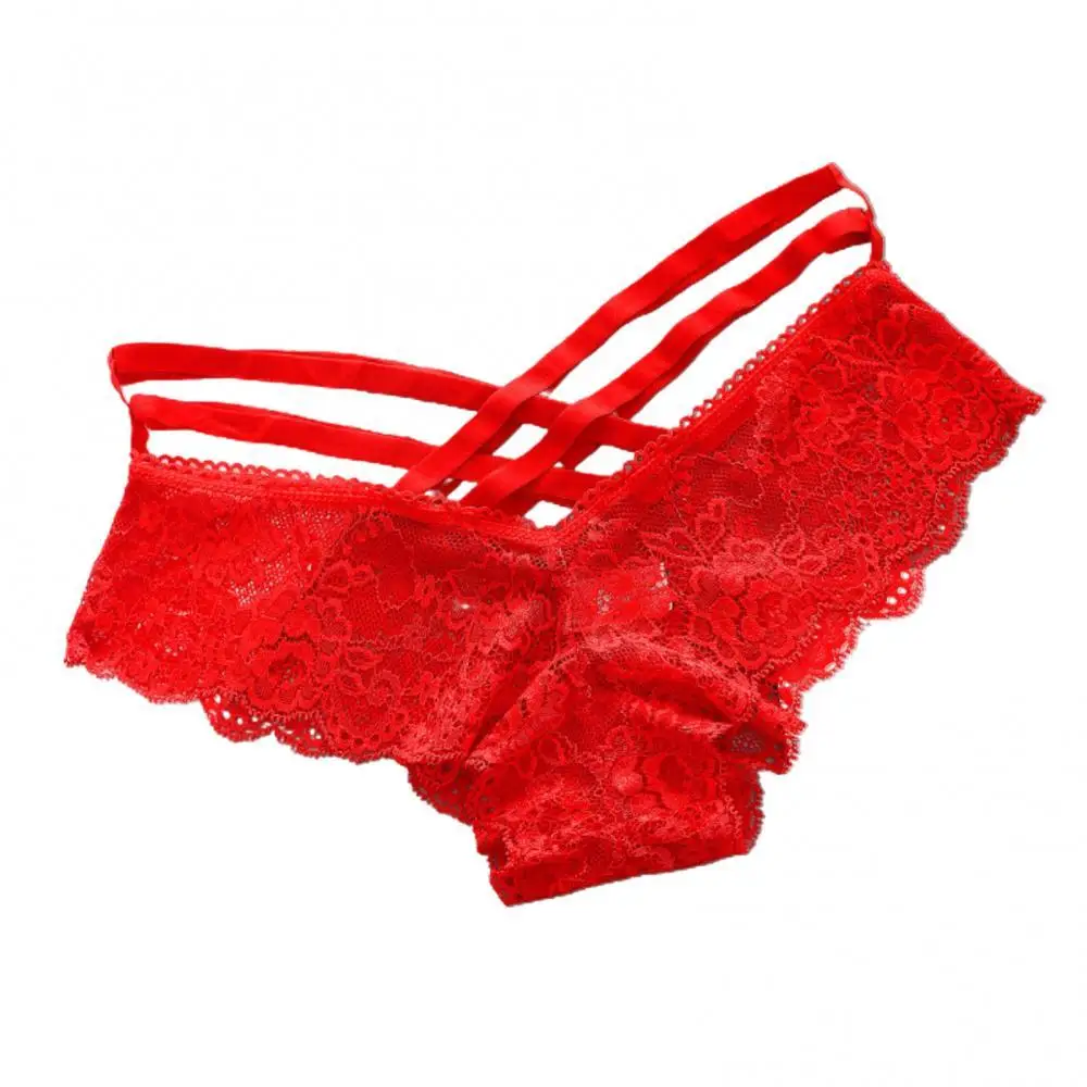 

Sexy Women Panties Criss-cross Bandage Hollow Out Briefs Lace Stretchy Underpants Thong Underwear Women