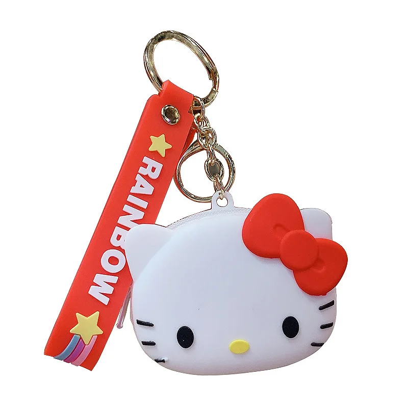 Sanrio брелок для ключей с мультяшным рисунком hello kitty силиконовый кошелек монет
