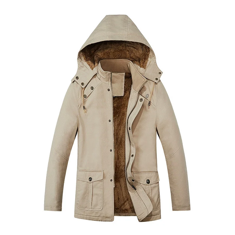 

Medium Length Loose Large Men's Jacket Plush Thickened Hoodie2021