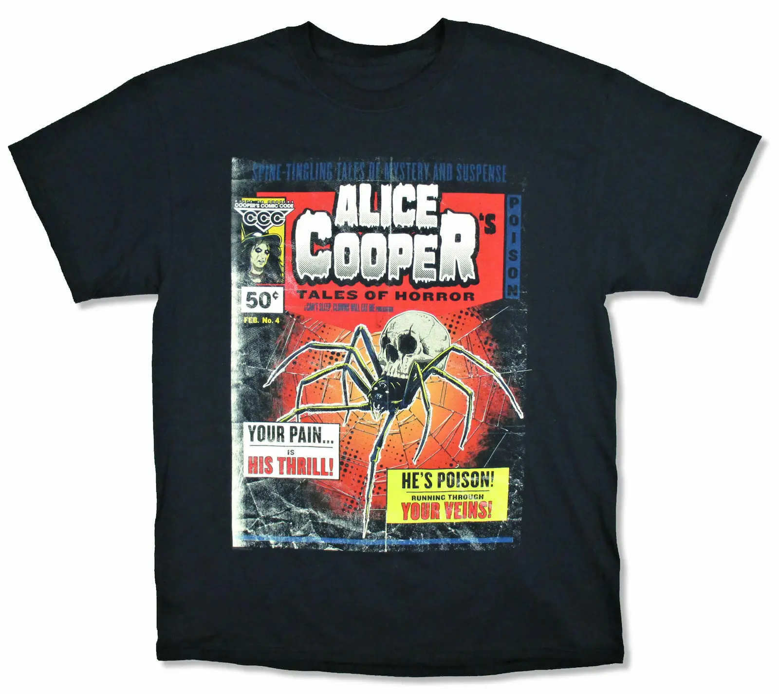 

Alice Cooper Pain Thrill Comic 2016 Tour Black T Shirt New Merch