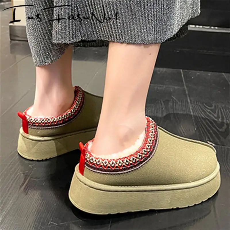 Модные женские зимние ботинки большого размера на толстой подошве и высокой