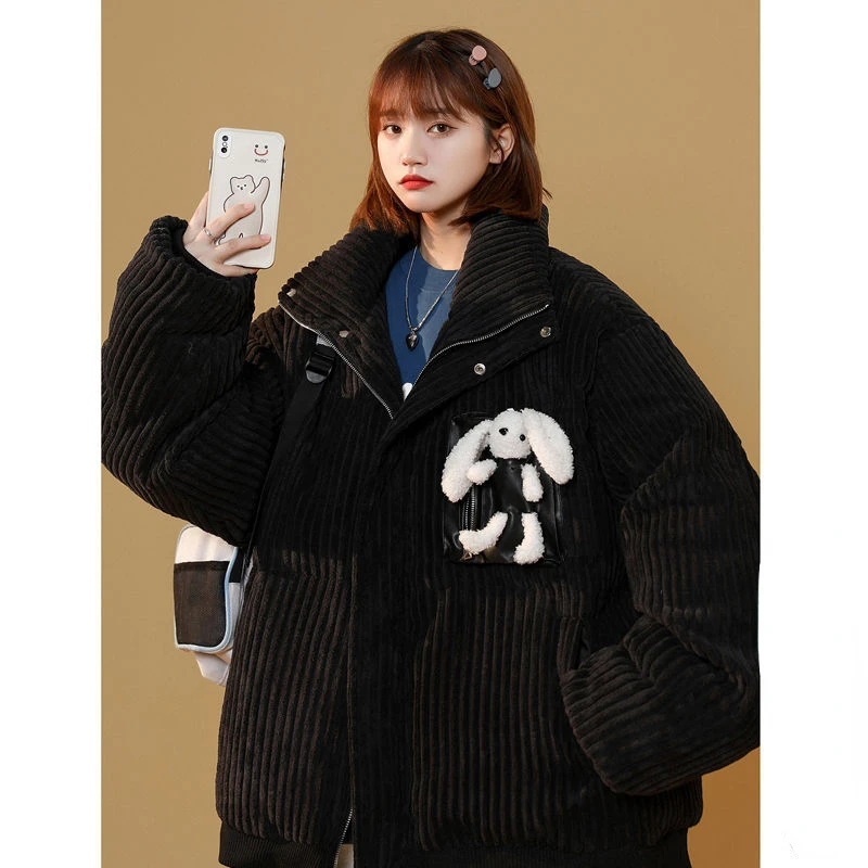 New Winter Coat for Women Corduroy Bread Jacket Parkas Jackets Oversize Warm Cotton-padded Jacket Korean Fashion