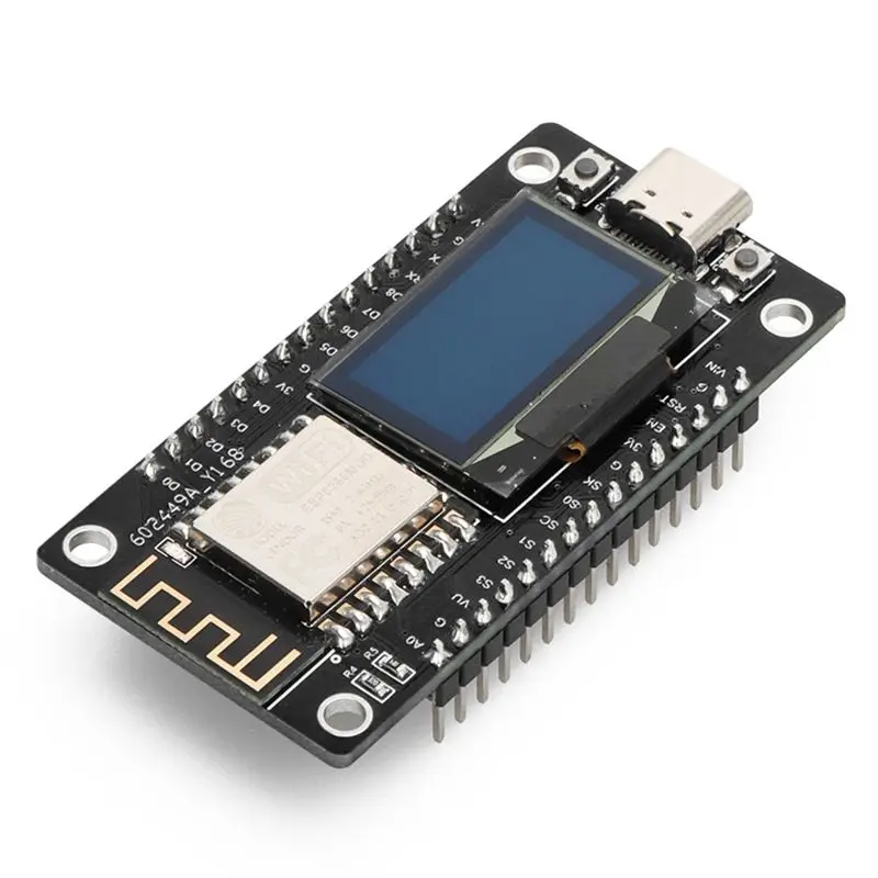Фото Плата разработки NodeMCU 828SALE с 0,96-дюймовым OLED-дисплеем, модулем WiFi CH340 ESP-12E и разъемом Micro-USB для Micropython. №1