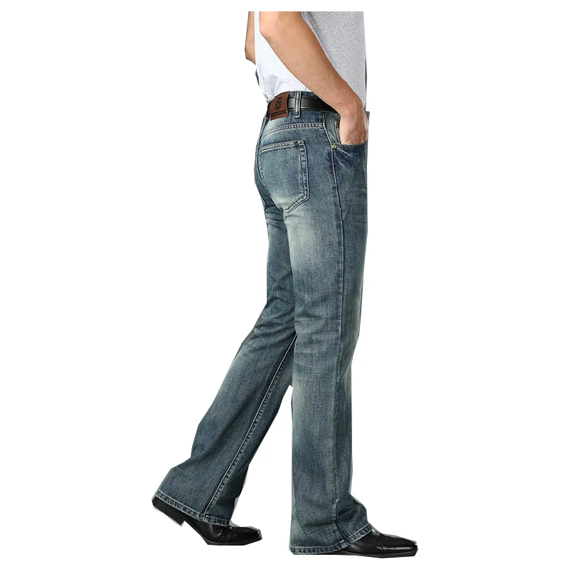 Men's Big Flare Flared High Waist Cut Jeans Comfortable Classic Designer Casual Blue Sizes 28 to 40 2021