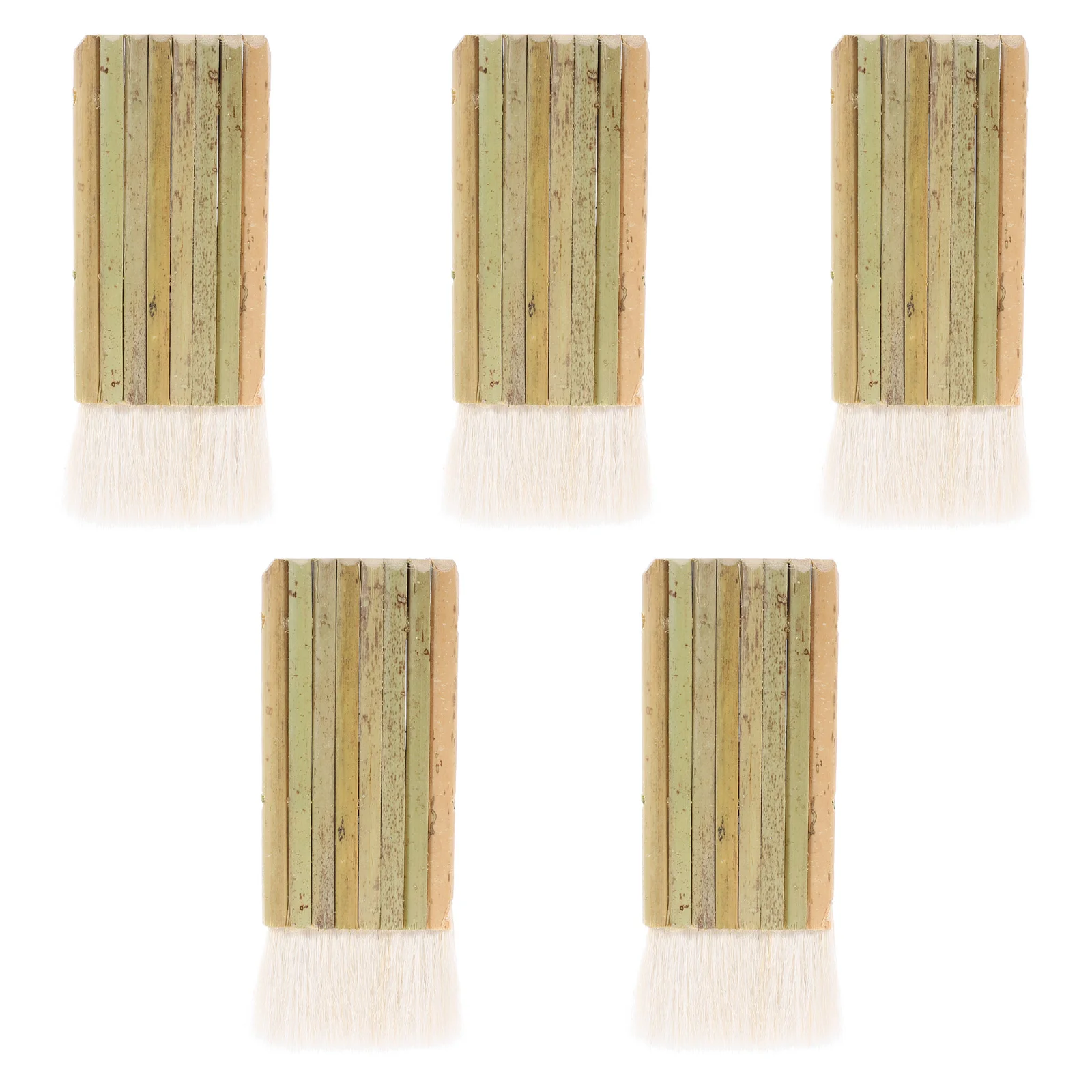 

5 Pcs Middle Shot Wool Flat Brush Sheep Hair Hake Brushes Wood Wooden Handle Painting Drawing Watercolors