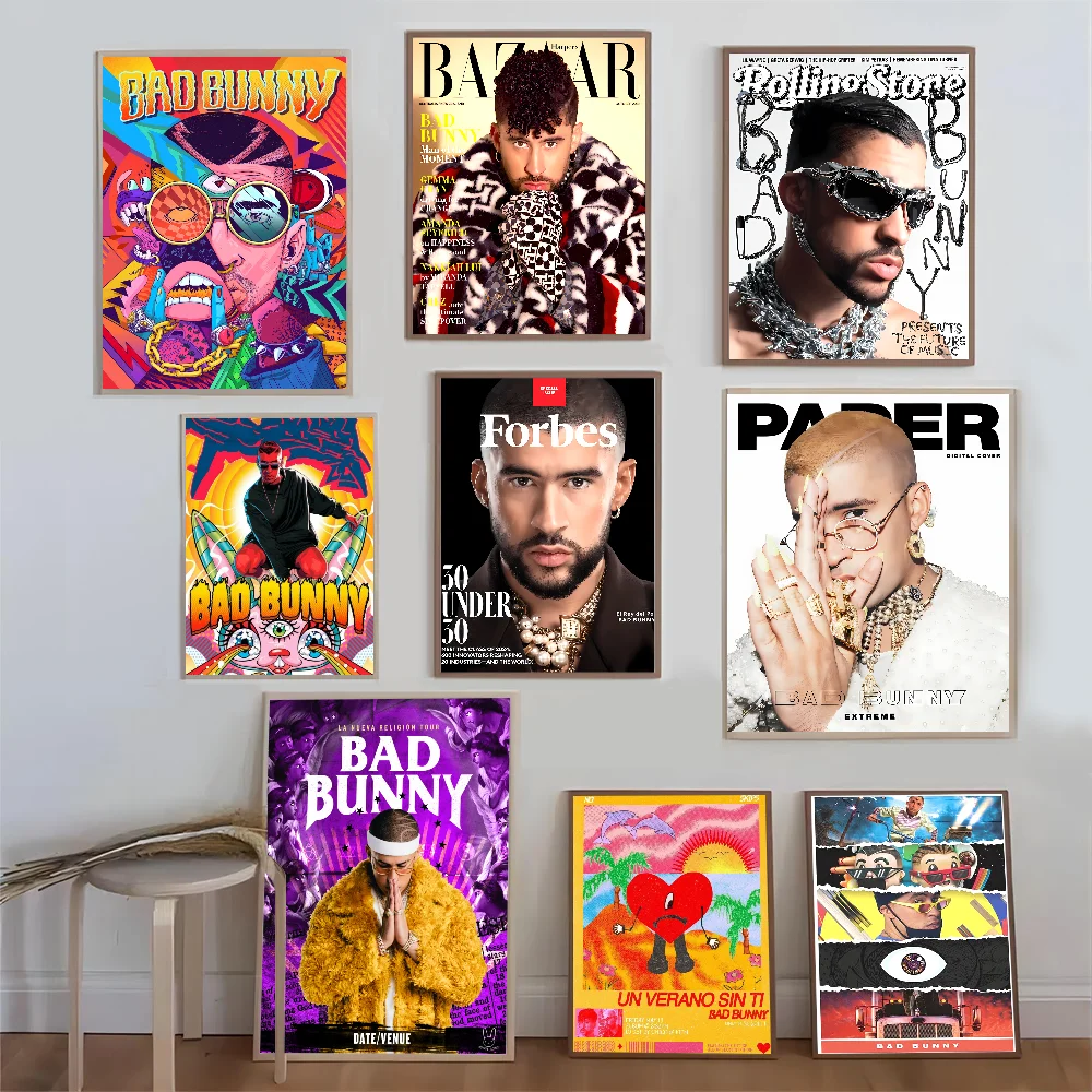 Pop Hip Hop Rapper B-Bad B-Bunny Good Quality Prints And Posters HD Poster Wall Art Painting Study Home Decor