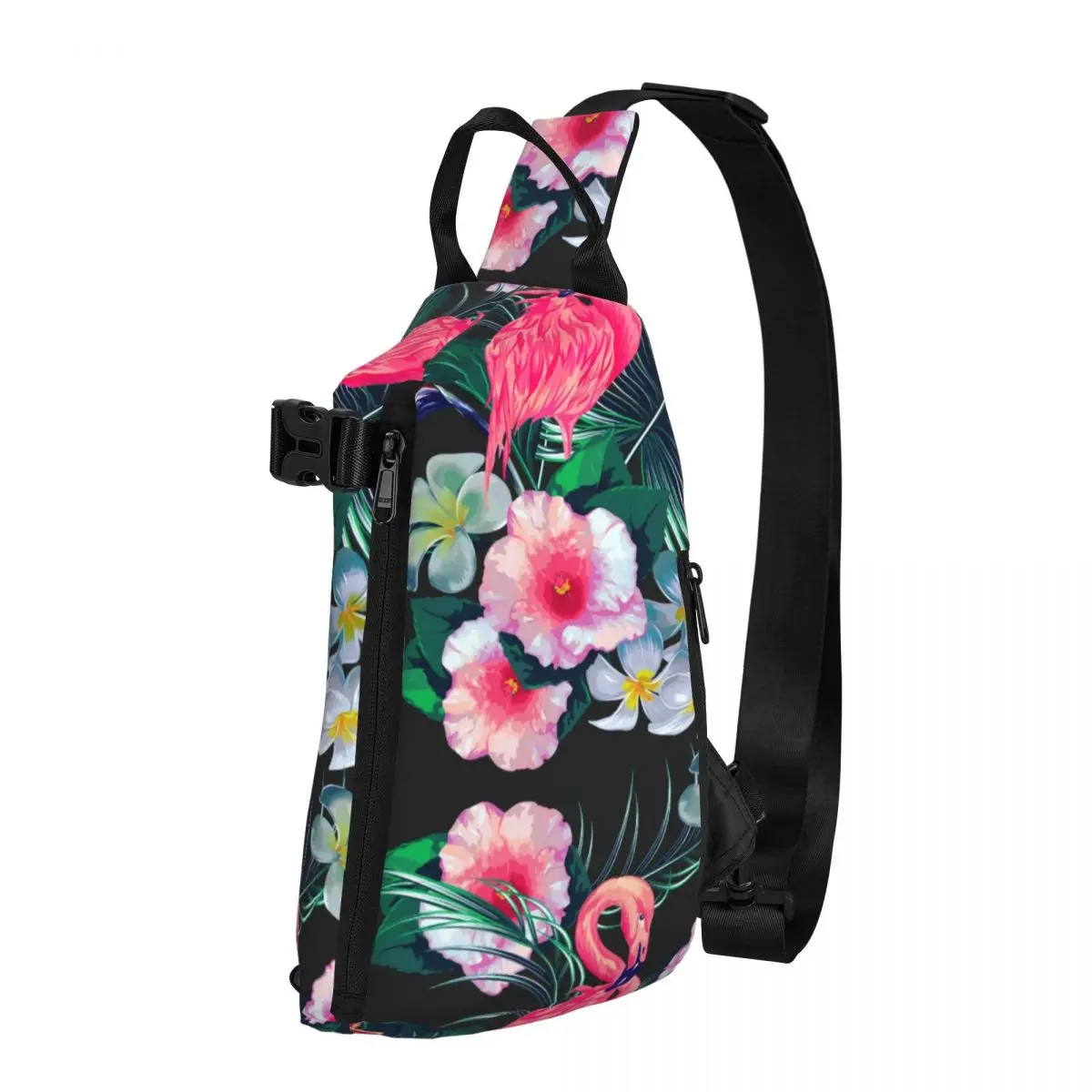 

Forest Palm Leaves Chest Bags Floral and Flamingo Print Shoulder Bag Vintage Business Small Bag Trip Outdoor Style Sling Bags
