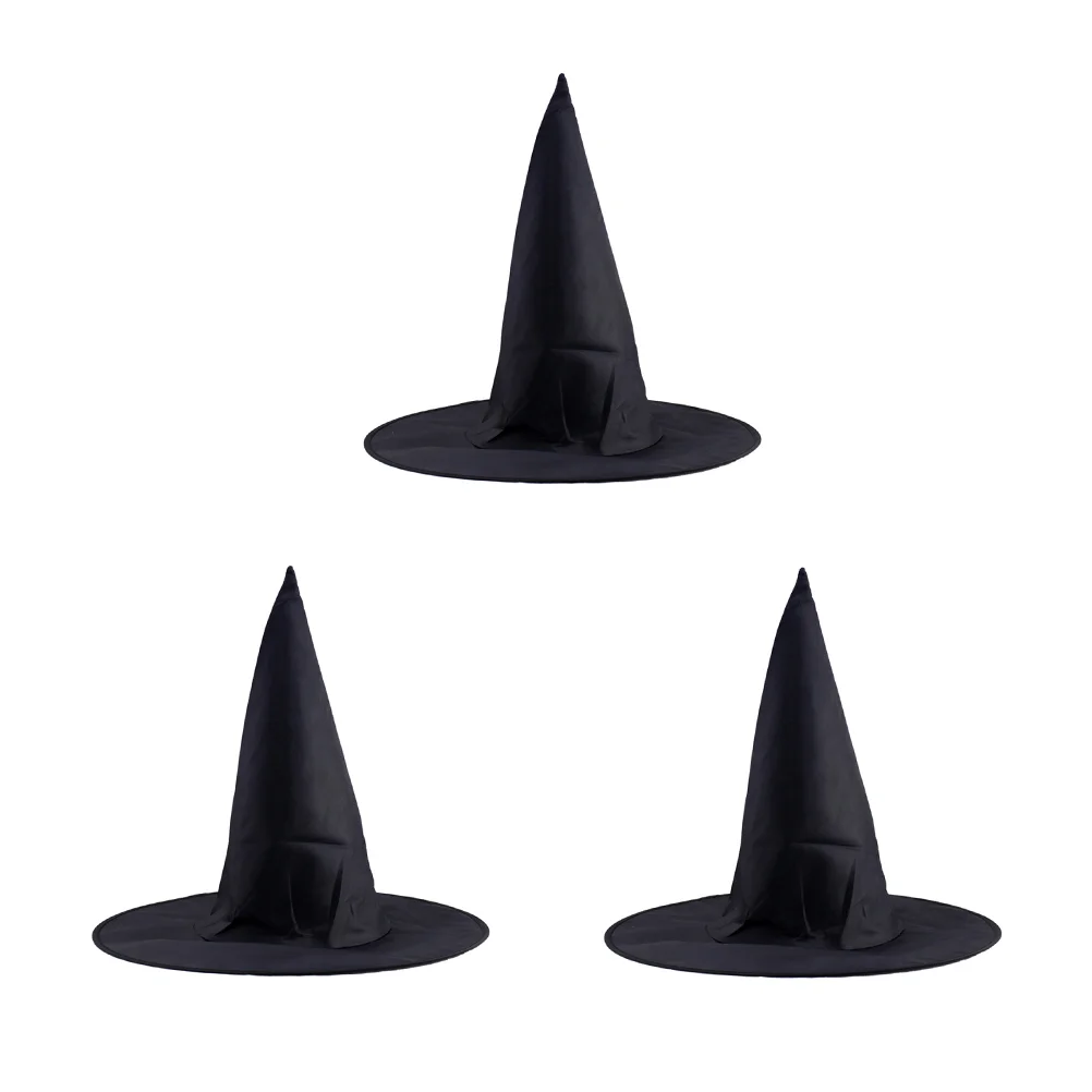 

3 Steeple Witch Hat Classic Black Party Props Accessories