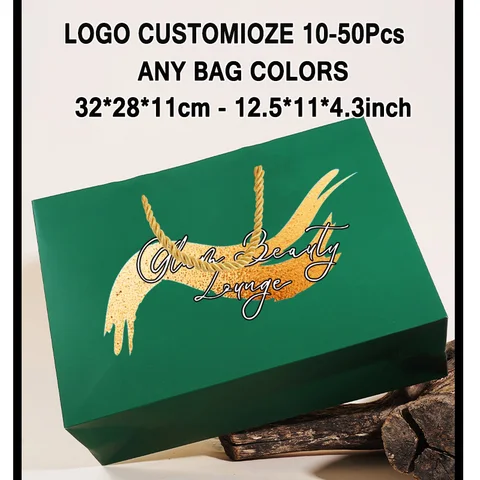 10-50 шт. подарочные пакеты, многоразовые бумажные сумки для вечеринок с ручками, сумки с принтом вашего логотипа, сумки с логотипом на день рождения, бутиковые сумки на заказ