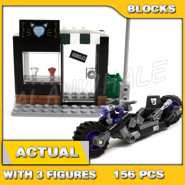 

156pcs Super Fighter Cat Girl Catcycle Chase Batcycle Jewelry Store Lamppost 10627 Building Blocks Sets Compatible With Model