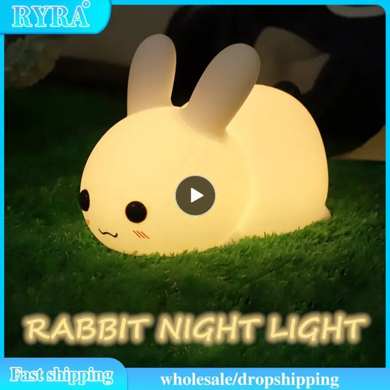 

Силиконовые ночники в форме кролика с регулируемой яркостью, перезаряжаемые Usb лампы для детской спальни, мультяшная Ночная лампа в форме животного, Рождество, 1 ~ 8 шт.