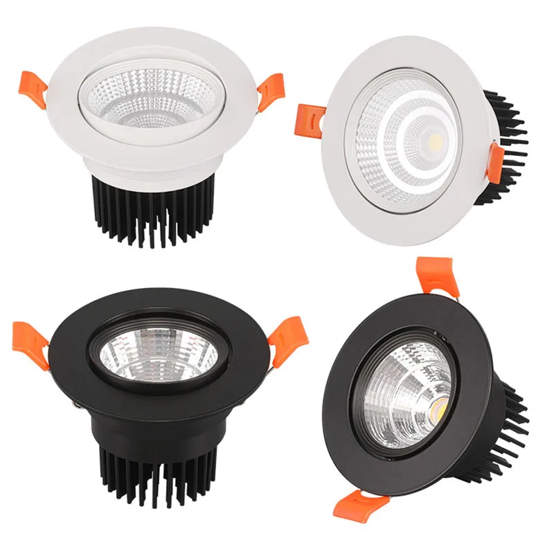 

1pcs Round Dimmable Recessed LED Downlights 5W/7W/9W/12W/15W/18W COB LED Ceiling Lights Spotlighs AC90-260V Indoor Lighting