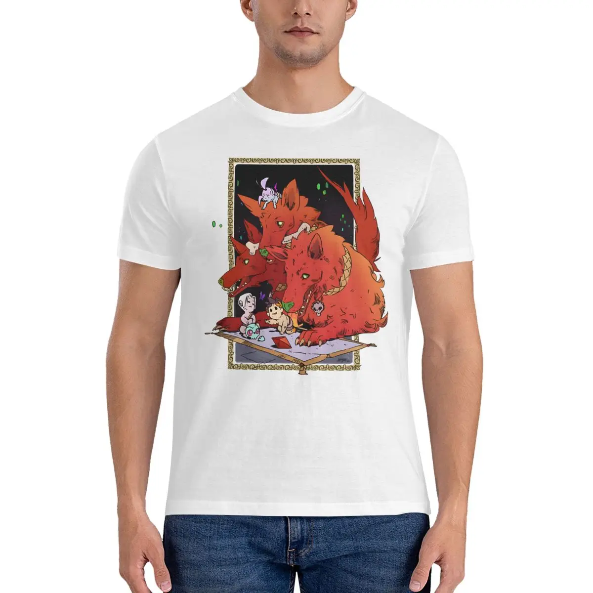 Мужские футболки с надписью Cerberus Game Забавные из 100% хлопка короткими рукавами и