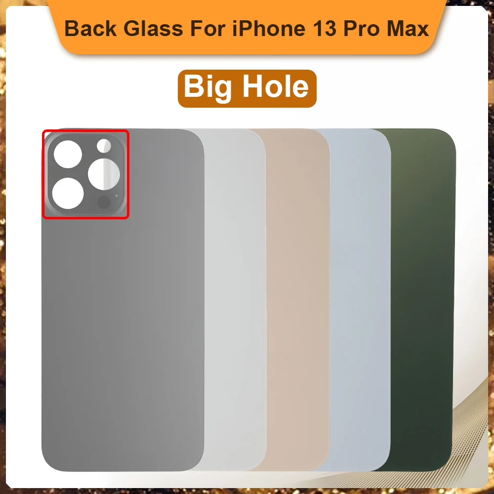 

Задняя крышка батарейного отверстия OEM для iPhone 13 Pro Max, задняя крышка, стеклянная панель, задний корпус, замена клея с наклейкой
