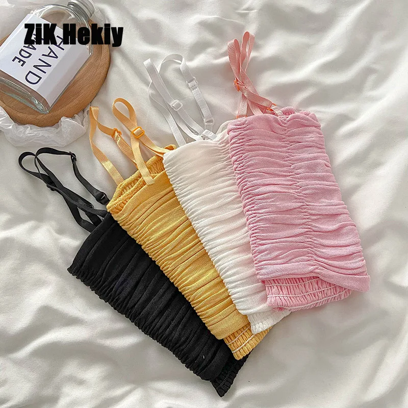 

Zik Hekiy Women Short Beautiful Back Camisole Vest With Inner And Outer Wear Tube Top Can Be Net Red Sexy Bottoming Shirt Top