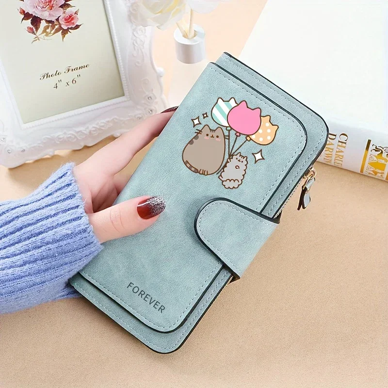 Фото Pusheen кошельки из искусственной кожи аниме толстые кошки с принтом кошельки для монет модный женский горизонтальный кошелек милые детские держатели для карт подарок на день рождения и Рождество №3