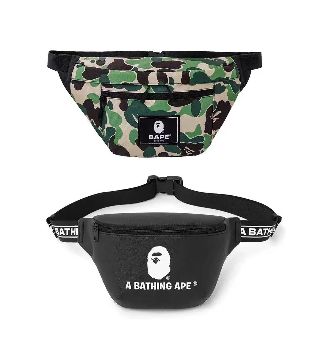 

Black Camouflage Waist Bag Men and Women Portable Travel Bag Hip Hop Outdoor Sports Chest Bag Bapes Men Shoulder Bag
