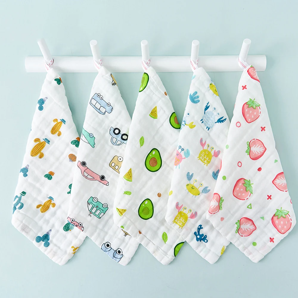

Baby Handkerchief Saliva Towel Burp Cloth SquareTowel Face Towel Gauze Towel Seersucker Cotton Six-layer Printing