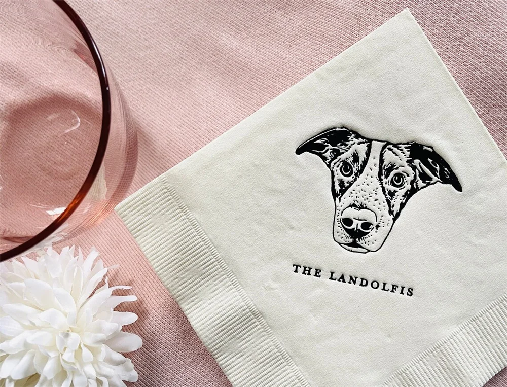 Коктейльные салфетки для собак на заказ свадебные питомцев напитков из золотой