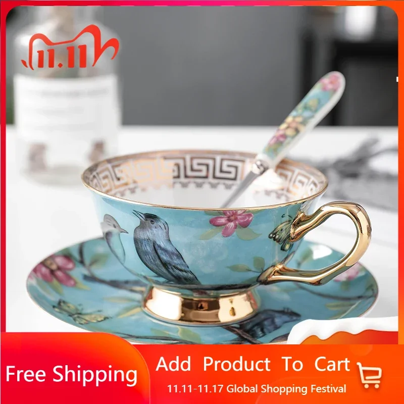

European Style Ceramic Luxury Coffee Cup Gold Mate Bubble Tea Porcelain Cup Reusable Afternoon Tea Kubek Cappuccino Cup AA50BD